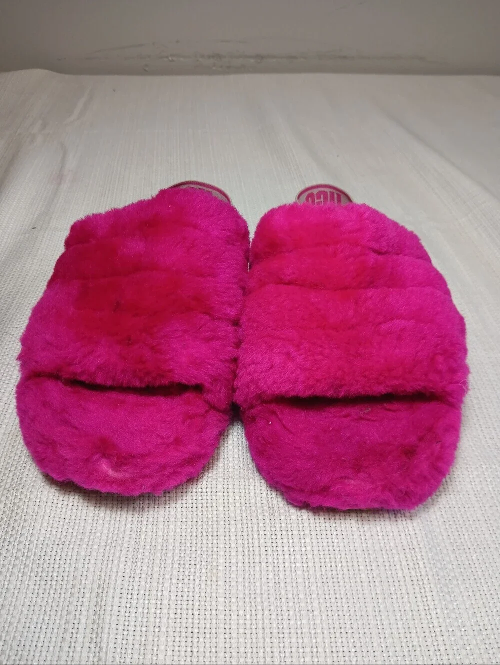 UGG Hot Pink Fluffy Slide Sandals